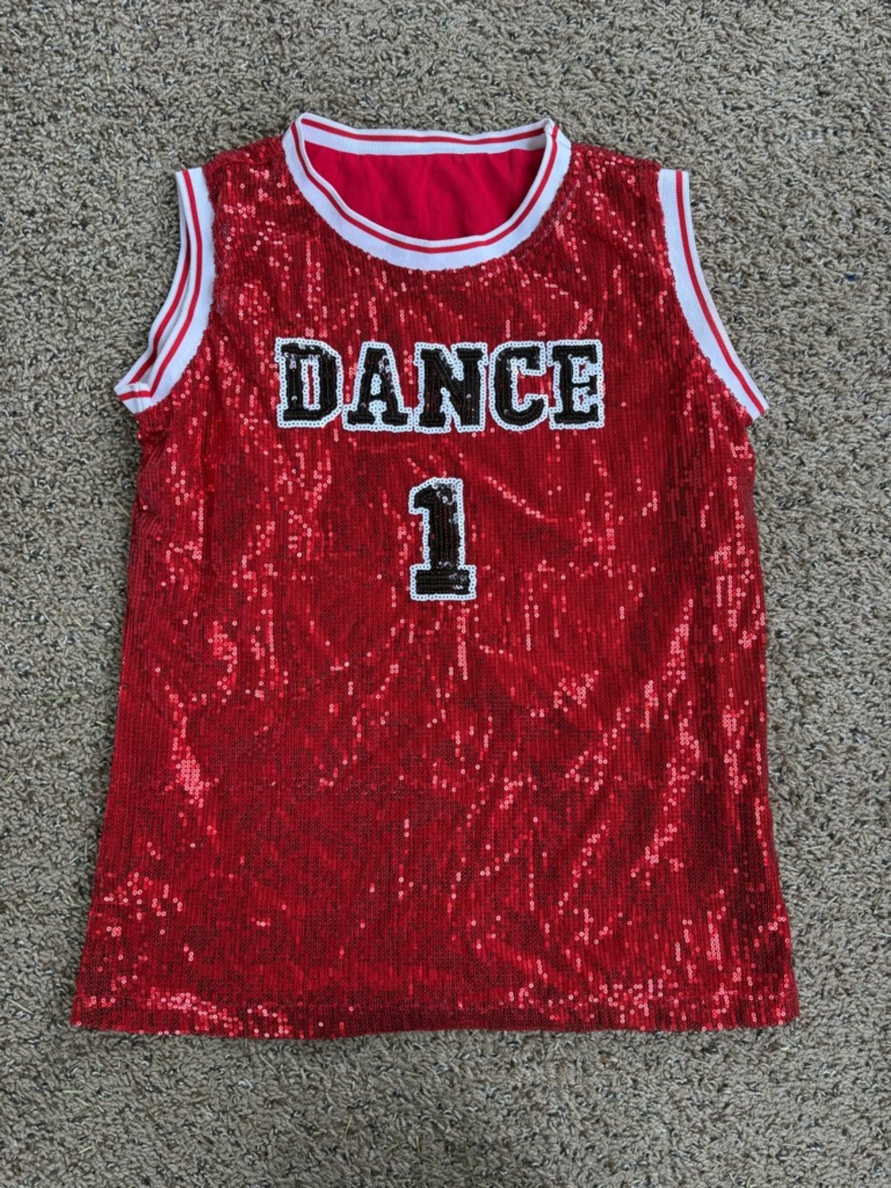 Red Sequin 'Dance 1' Kids Costume Top
